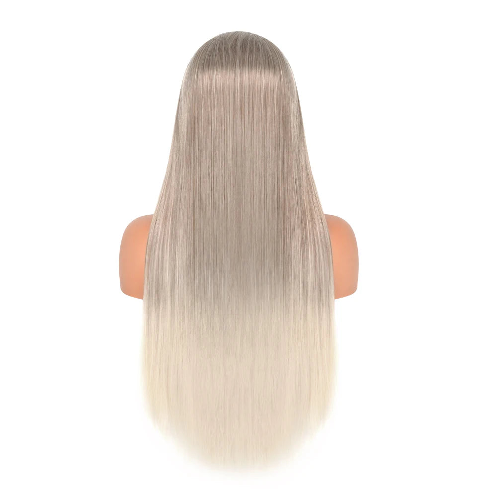 Ombre Silver Ash Blonde Synthetic Lace Front Wig