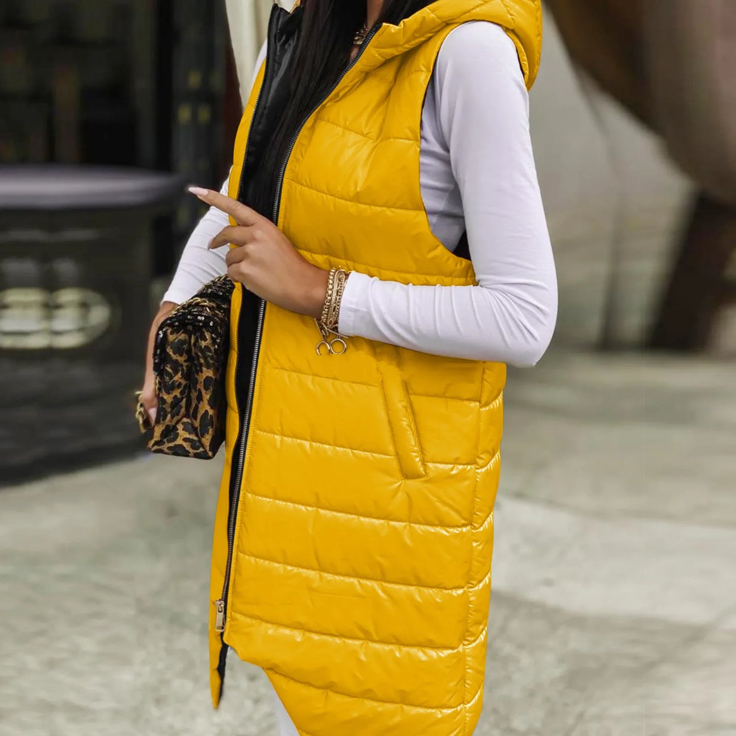 Long Sleeveless Puffer Vest