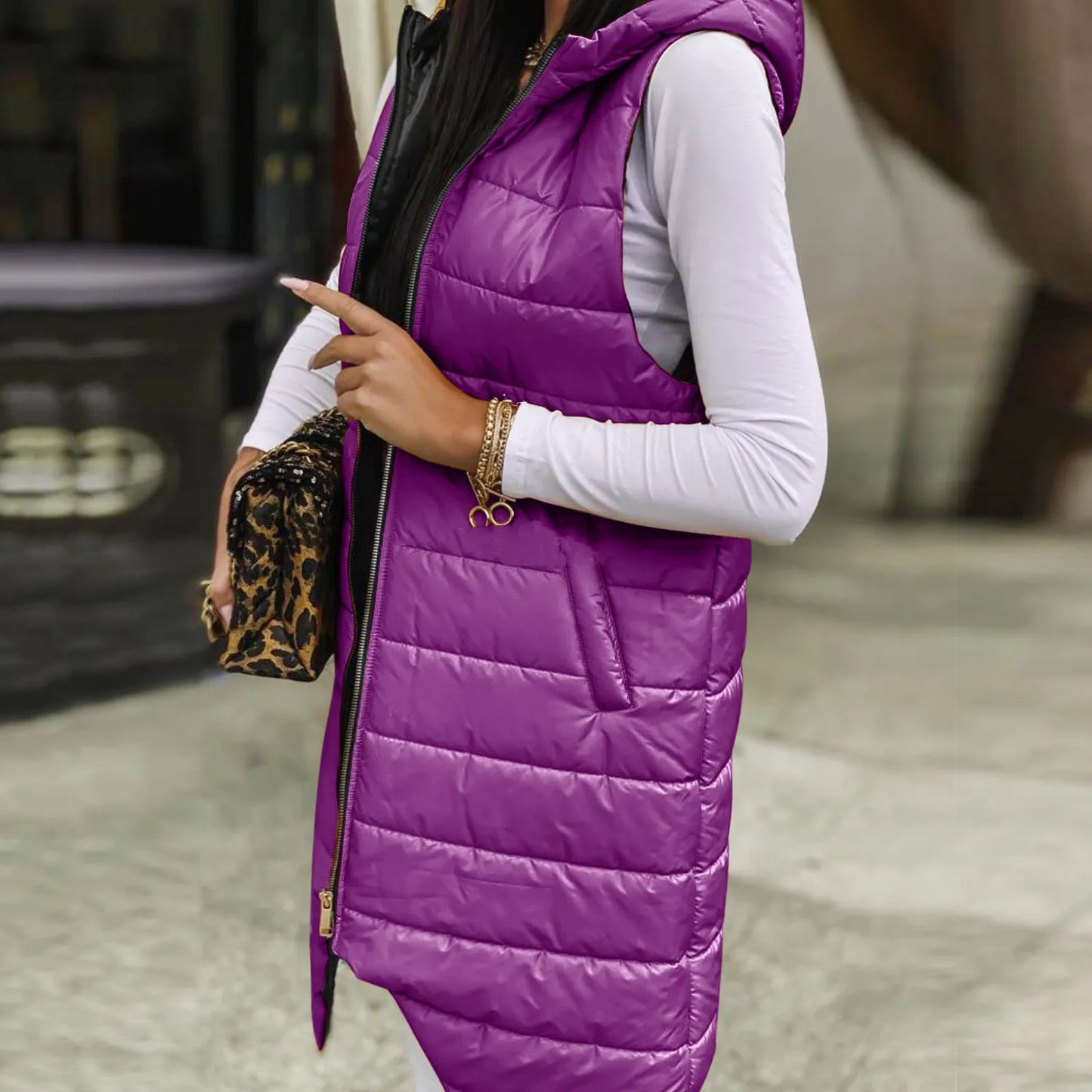 Long Sleeveless Puffer Vest