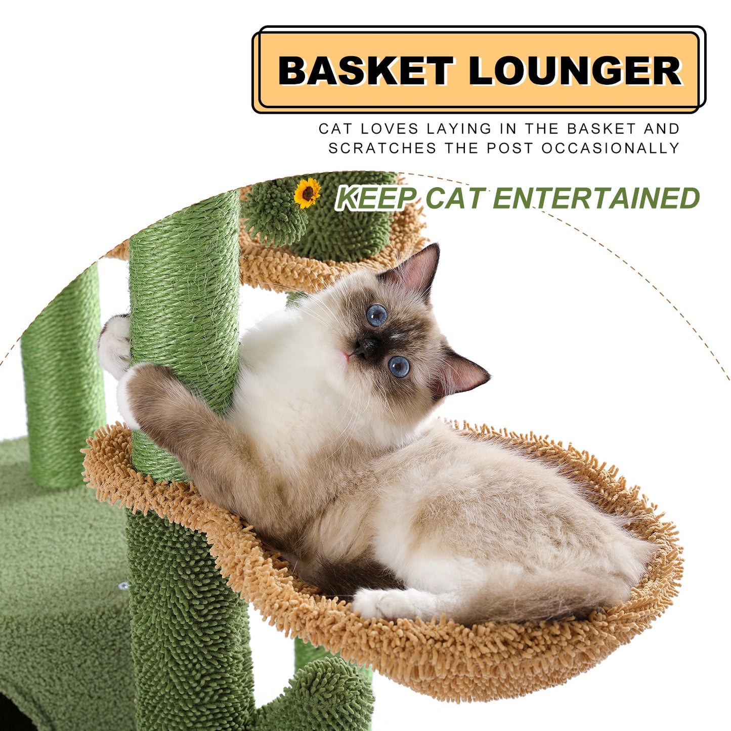 Cactus Cat Tree with Natural Sisal Scratching Post - suniah