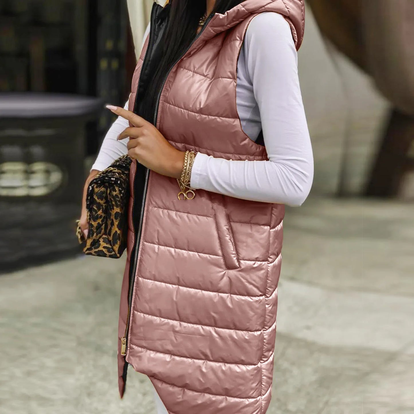 Long Sleeveless Puffer Vest