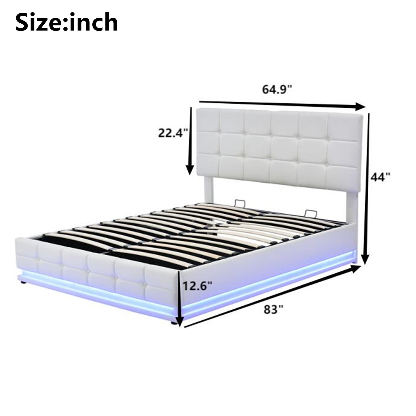 Queen Size Platform Bed with Hydraulic Storage SysteM - suniah