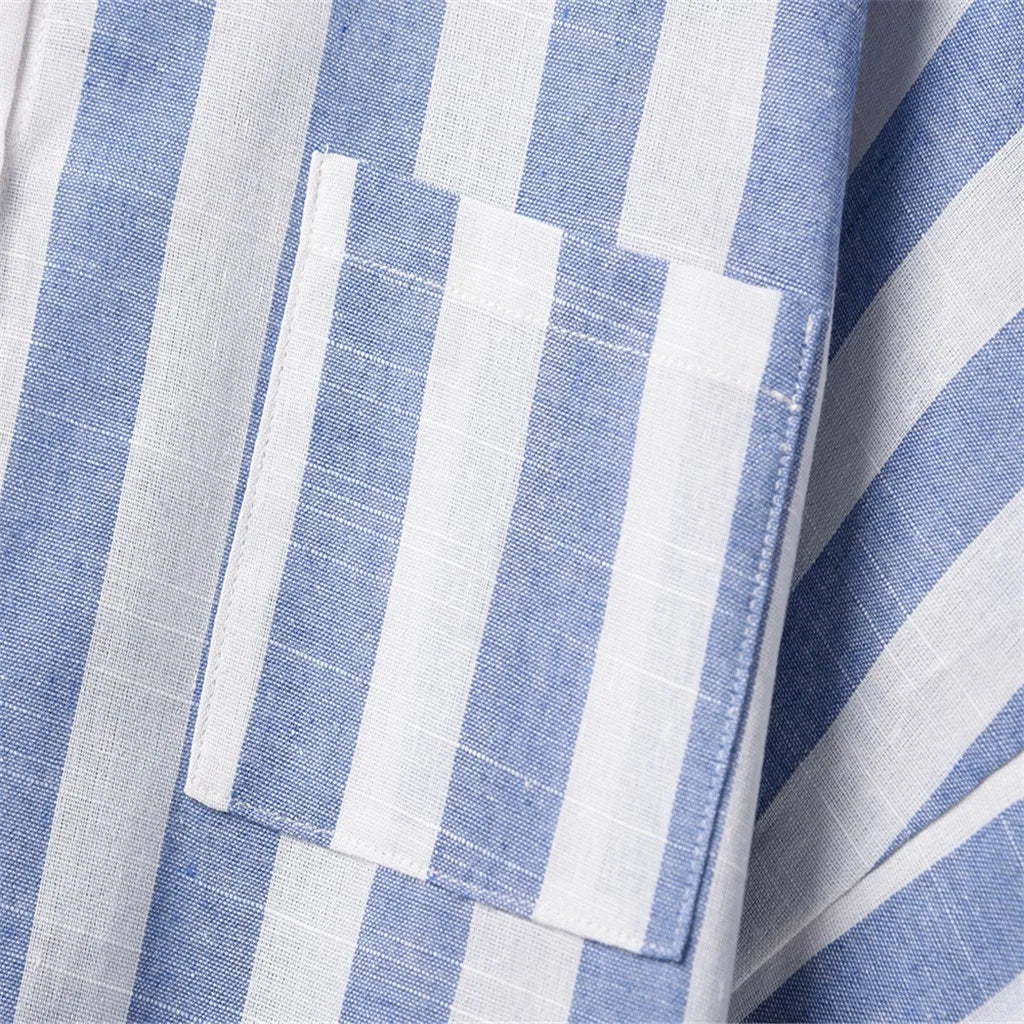 Striped Print Cotton Linen Top