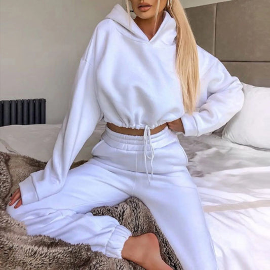 2 Piece Set Crop Top Sweater and Sweat Pants