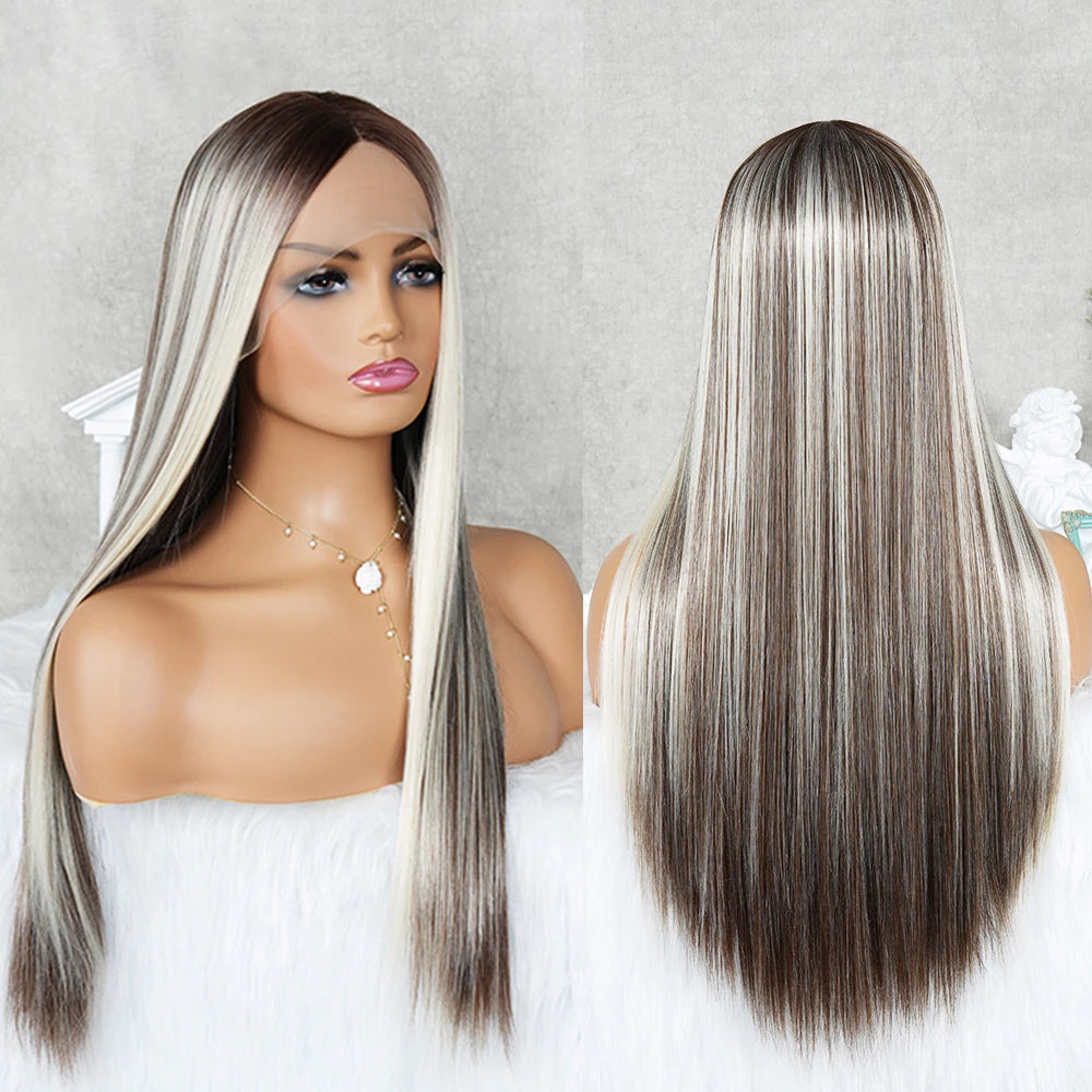 Ash Blonde Straight Lace Wig