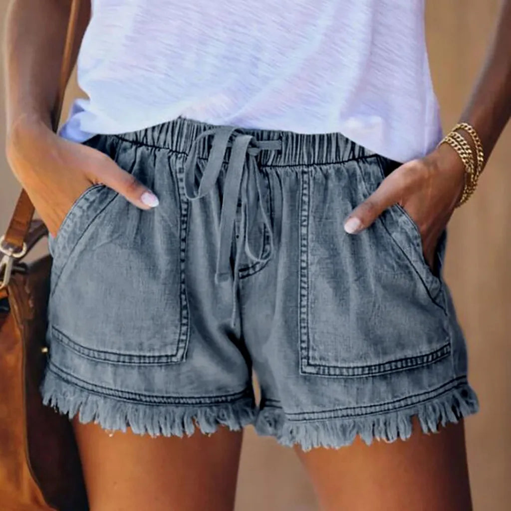 Washed Denim Shorts