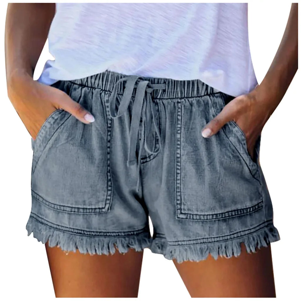 Washed Denim Shorts