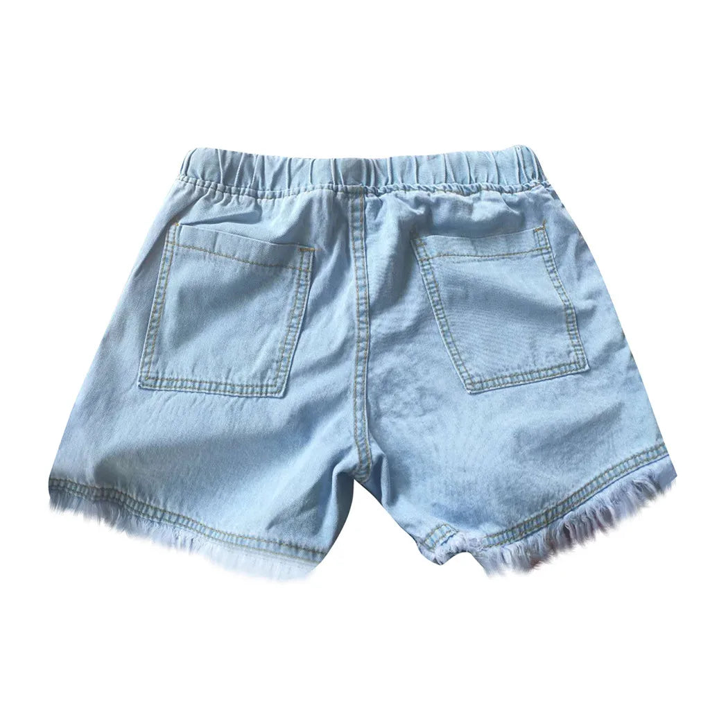 Washed Denim Shorts