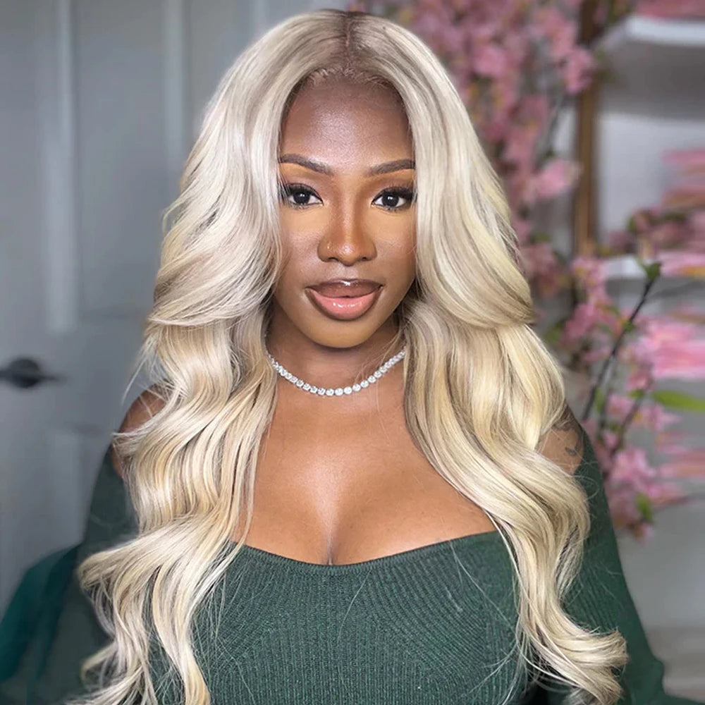 Ombre Silver Ash Blonde Synthetic Lace Front Wig