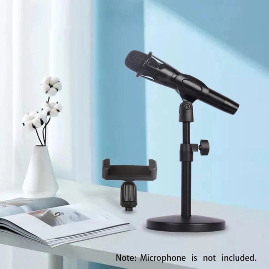 Microphone Stand with Cell Phone Holder Clip