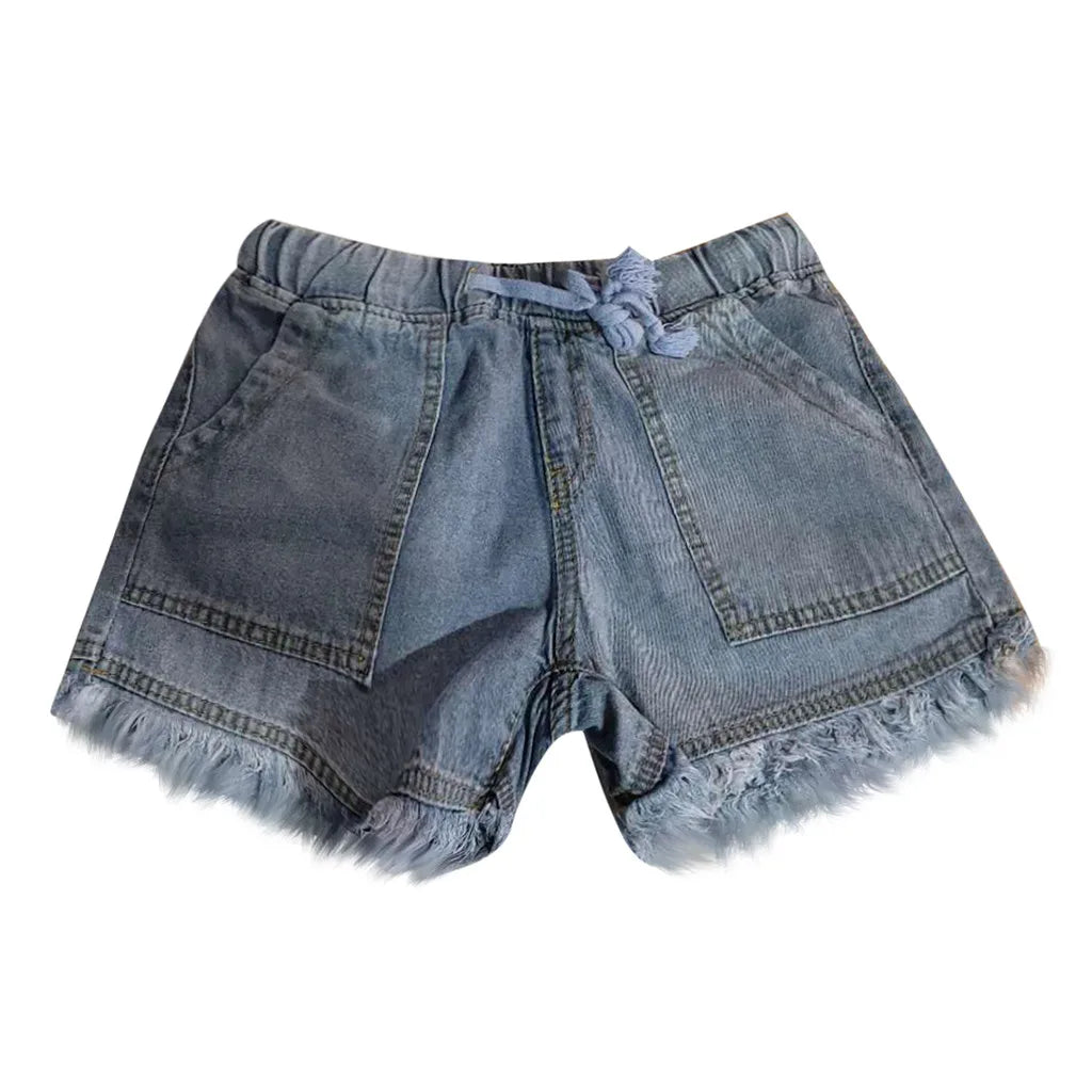 Washed Denim Shorts