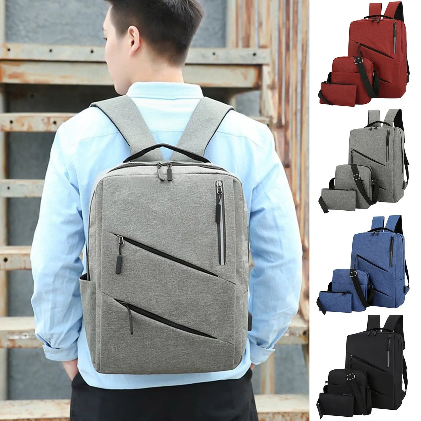 3PCS Backpack Set with USB Charger