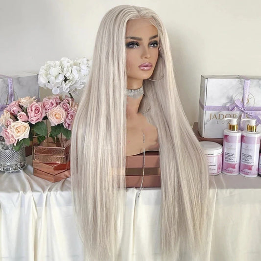 Ombre Silver Ash Blonde Synthetic Lace Front Wig