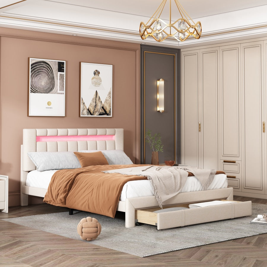 Upholstered double bed  with Storage - suniah