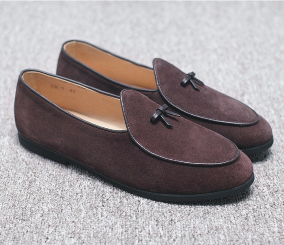 Men's Black Suede Loafers - suniah