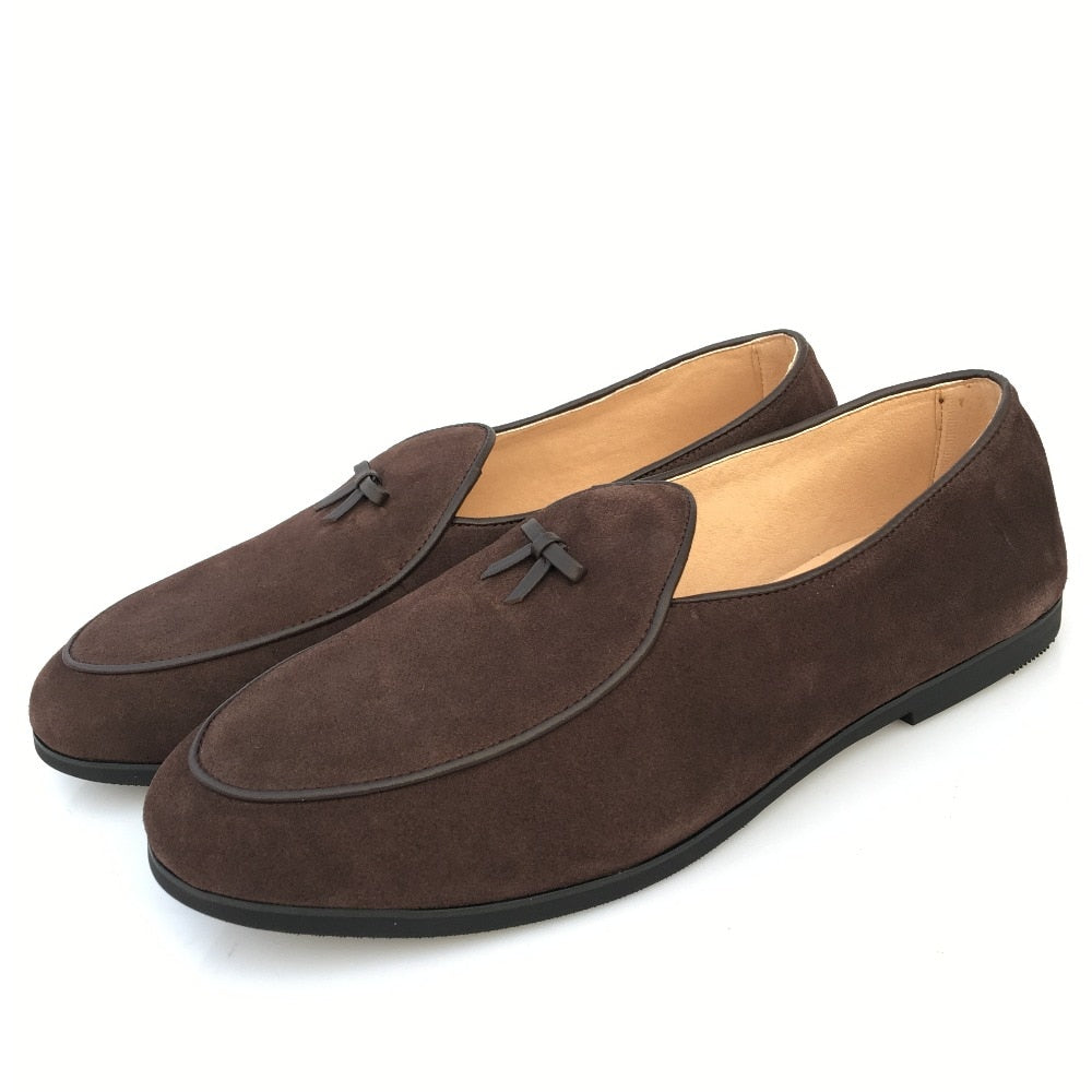 Men's Black Suede Loafers - suniah