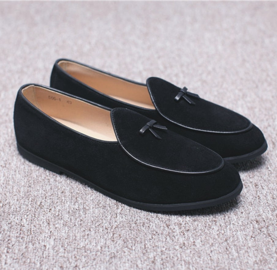 Men's Black Suede Loafers - suniah