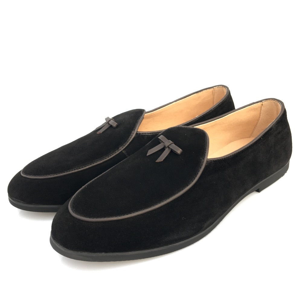 Men's Black Suede Loafers - suniah