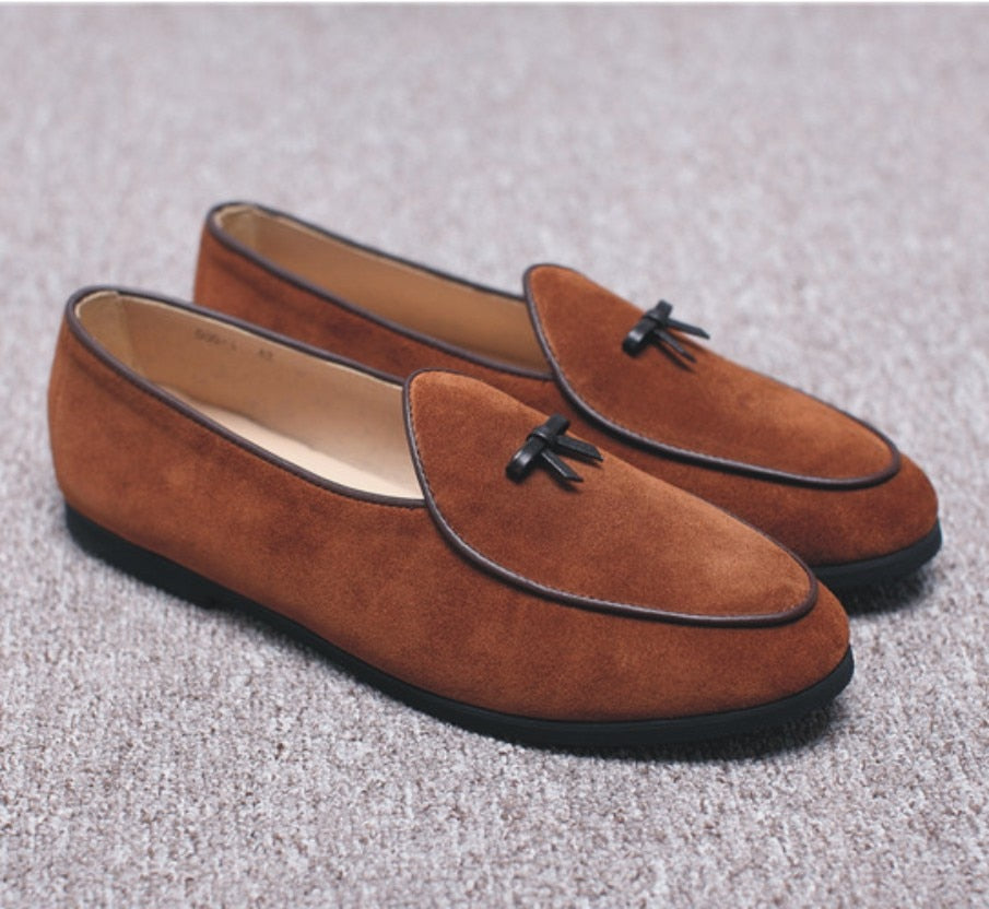 Men's Black Suede Loafers - suniah