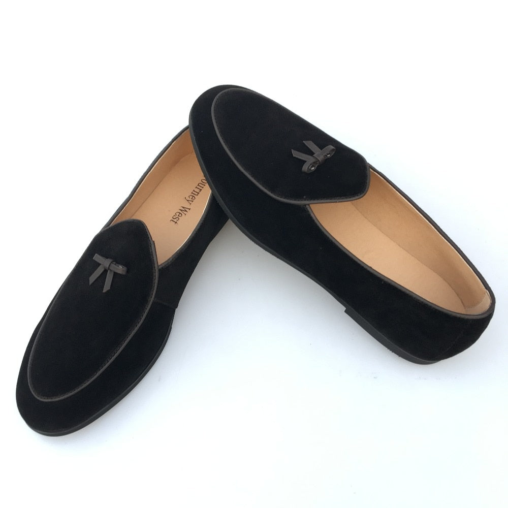 Men's Black Suede Loafers - suniah