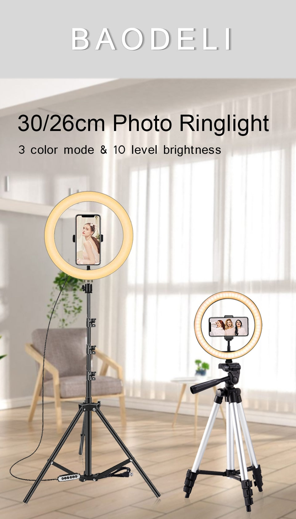Selfie Ring Phone Stand With Tripod - suniah