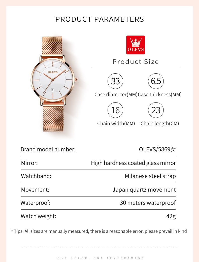 Women's Ultrathin Quartz Wristwatch with Stainless Steel Mesh Belt - suniah