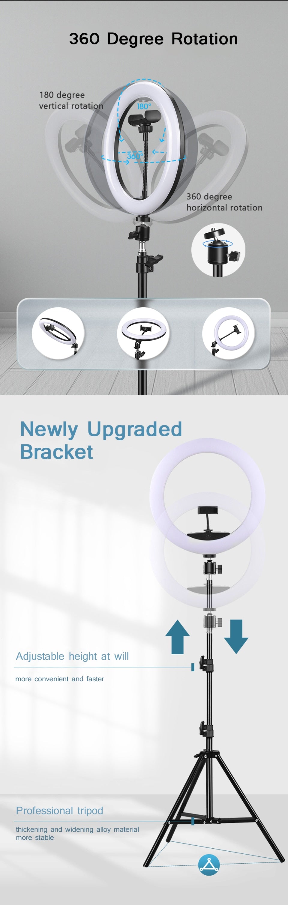 Selfie Ring Phone Stand With Tripod - suniah