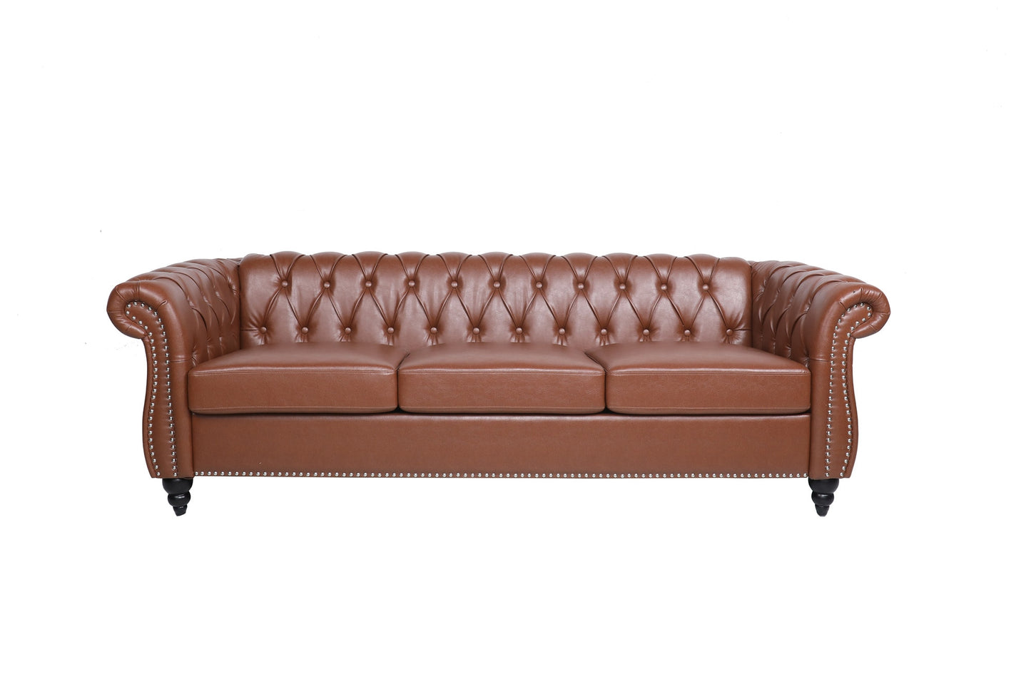 Modern Tufted Chesterfield Leather Sofa - suniah