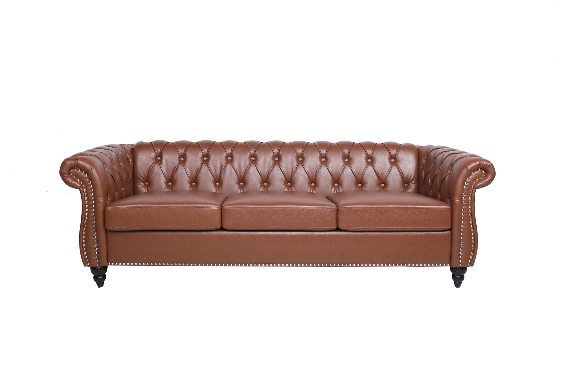 Modern Tufted Chesterfield Leather Sofa - suniah