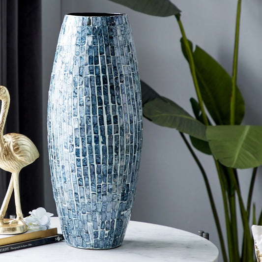 Handmade Blue Mother of Pearl Vase