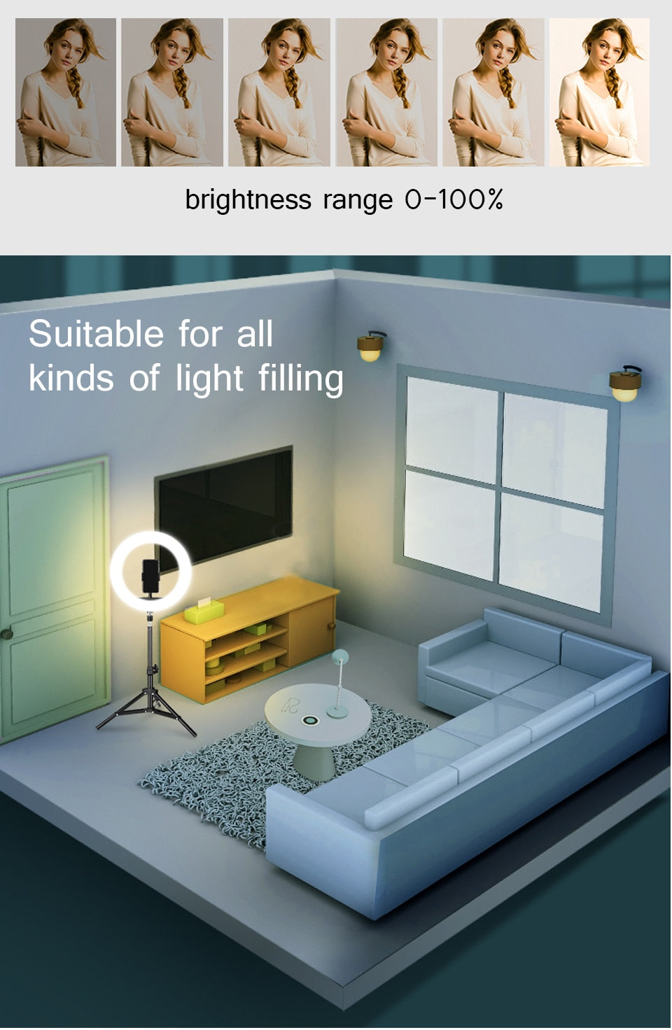 Selfie Ring Phone Stand With Tripod - suniah