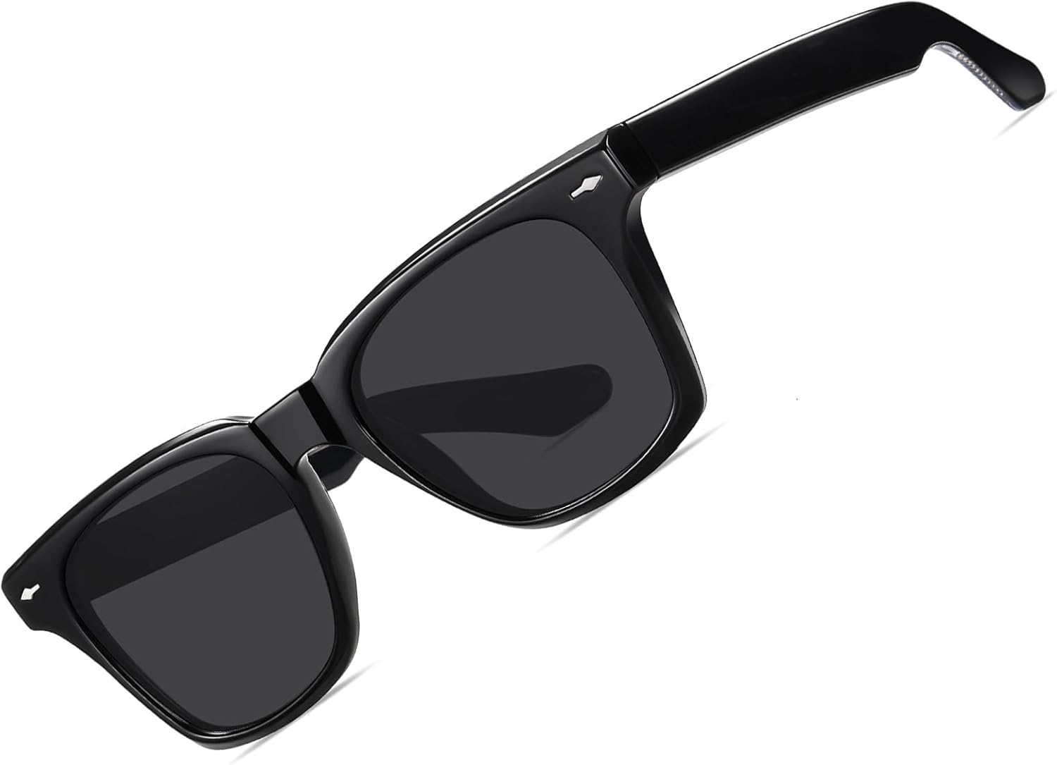 CARFIA Retro Polarized Sunglasses For Men UV400 Protection Square Arrow Rivet Trendy Classic Thick Shades