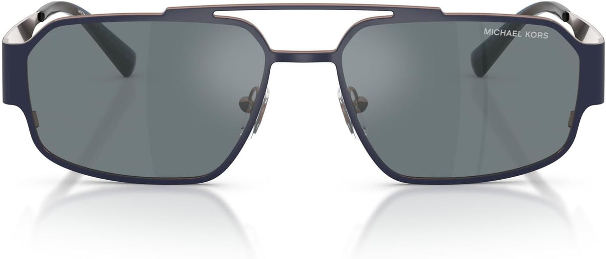 Michael Kors Mens MK1182 Cape Town Rectangular Sunglasses, Navy Matte/Grey Monochromatic, 58 mm