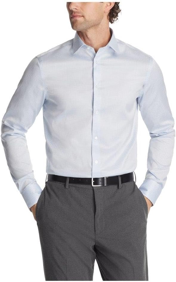 Calvin Klein Men's Dress Shirt Regular Fit Refined Cotton Stretch