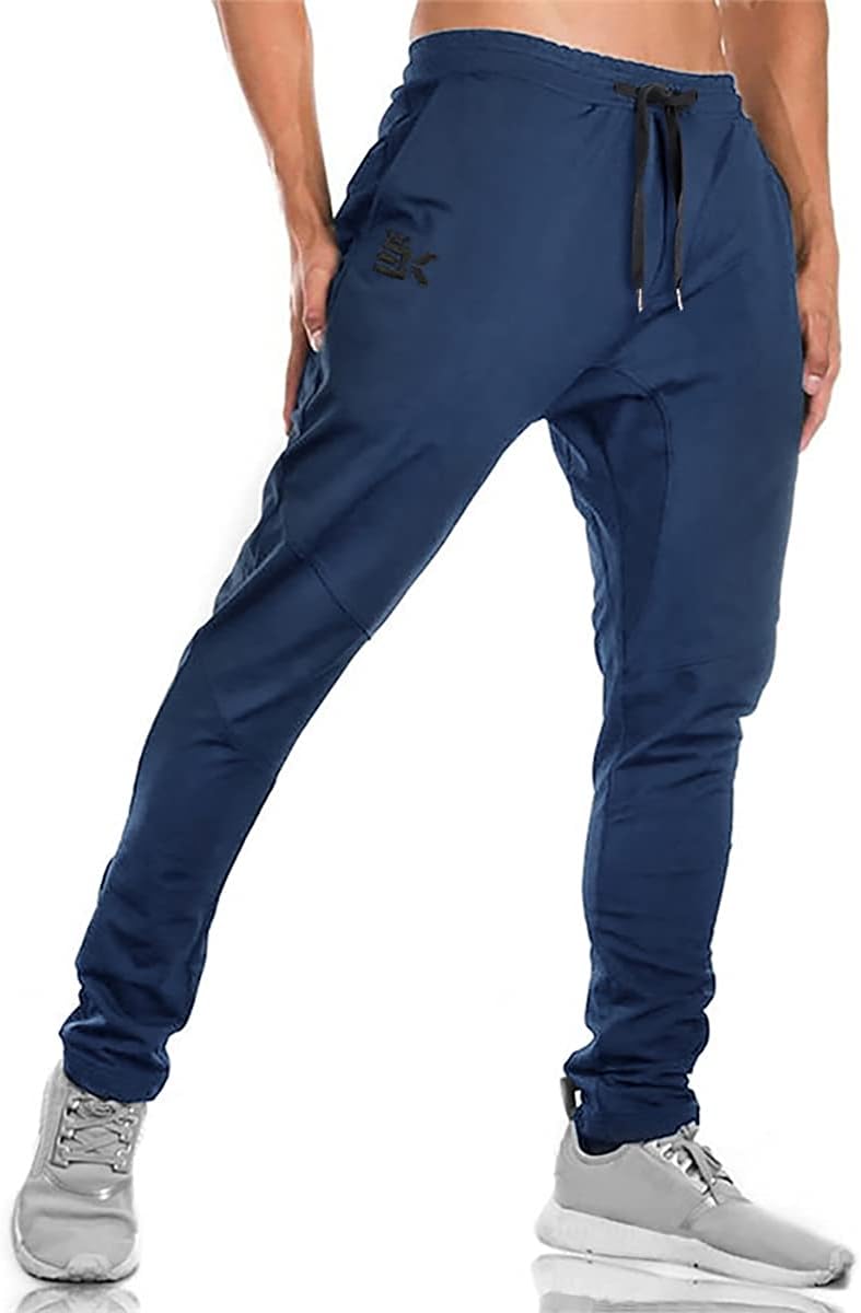 BROKIG Mens Jogger Sport Pants, Casual Zipper Gym Workout Sweatpants Pockets