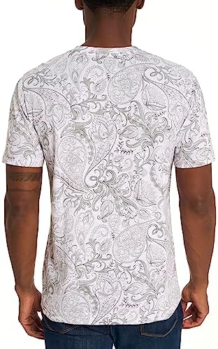 Robert Graham Men's Swanson Short Sleeve Crew Neck Graphic T-Shirt, Premium Cotton Knit Top, Classic-Fit & Richly Detailed