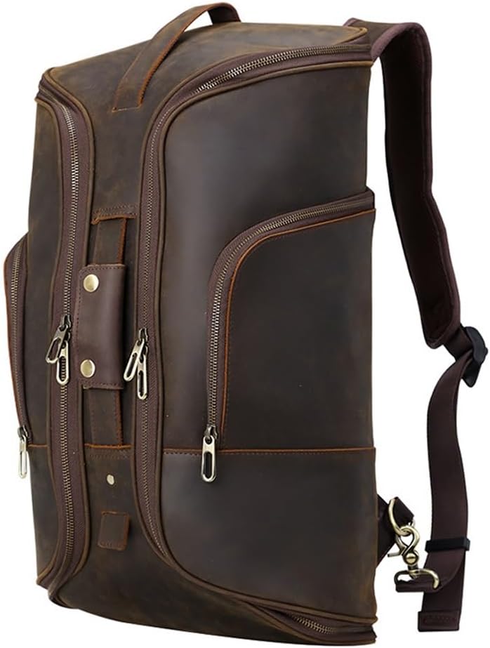 Laptop Backpack Genuine Leather Casual Travel Daypack Hiking Travel Bag Camping Rucksack