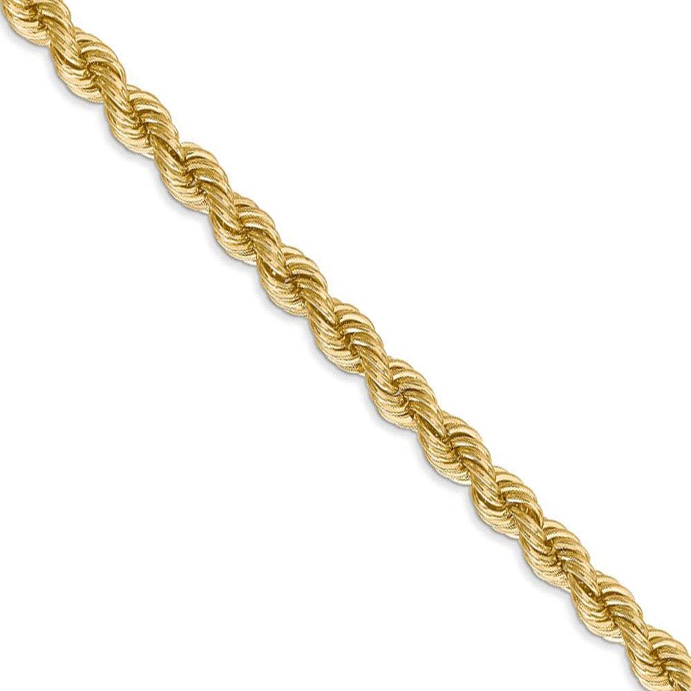The Black Bow 5mm, 14k Yellow Gold, Handmade Solid Rope Chain Necklace