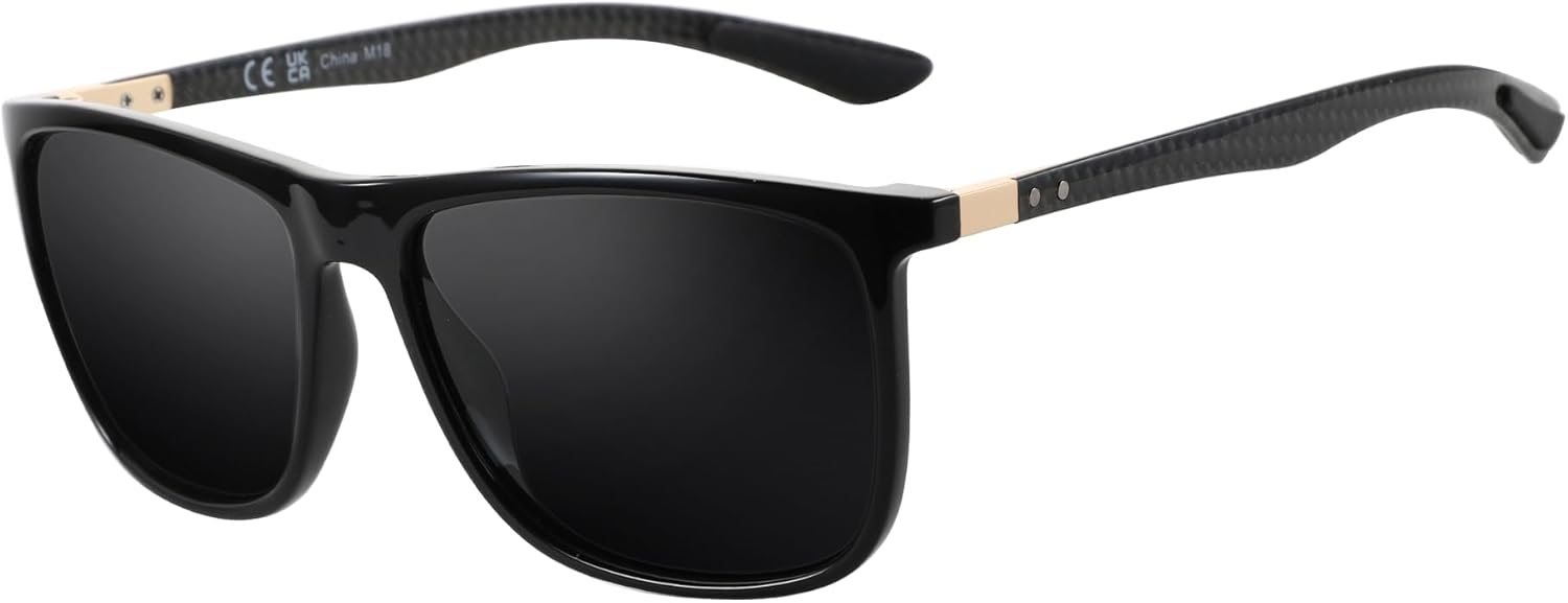 ZENOTTIC Square Polarized Sunglasses for Men Ultralight Carbon Fiber Sun Glasses Driving Fishing Golf Sports UV400 Protection