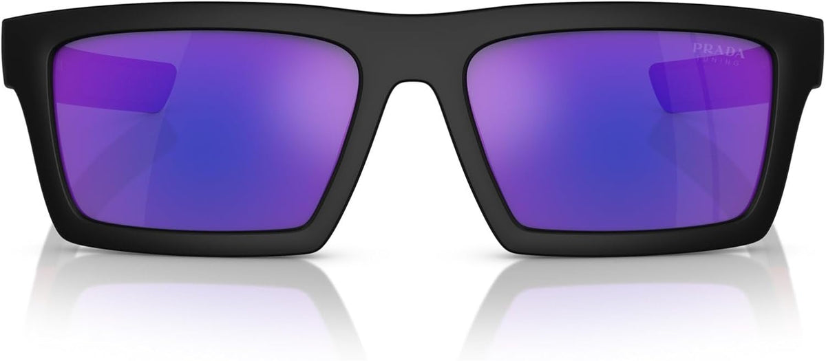 Prada Linea Rossa Dark Blue Mirror Purple Rectangular Men's Sunglasses PS 02ZS U1BO05U 55