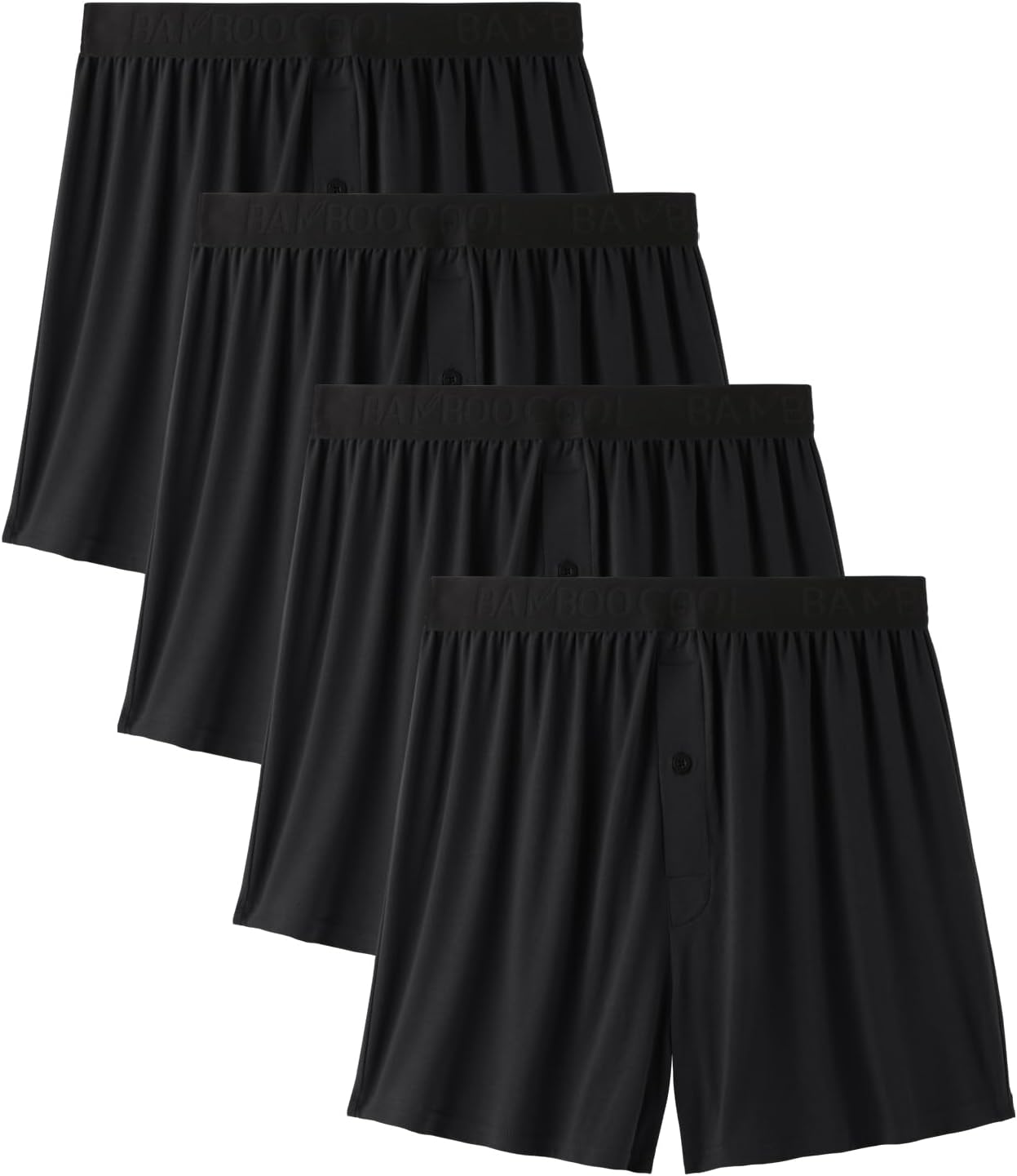 BAMBOO COOL Mens Underwear Boxers Moisture-wicking and Cool Men's Boxer Shorts Loose Fit Super Soft 4 Pack