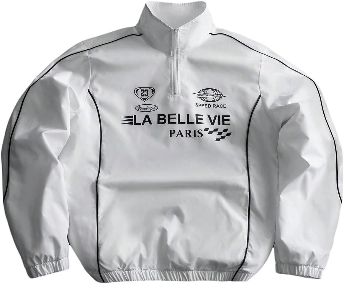 SOLY HUX Men's Half Zip Windbreaker Jacket Long Sleeve Y2k Track Jackets
