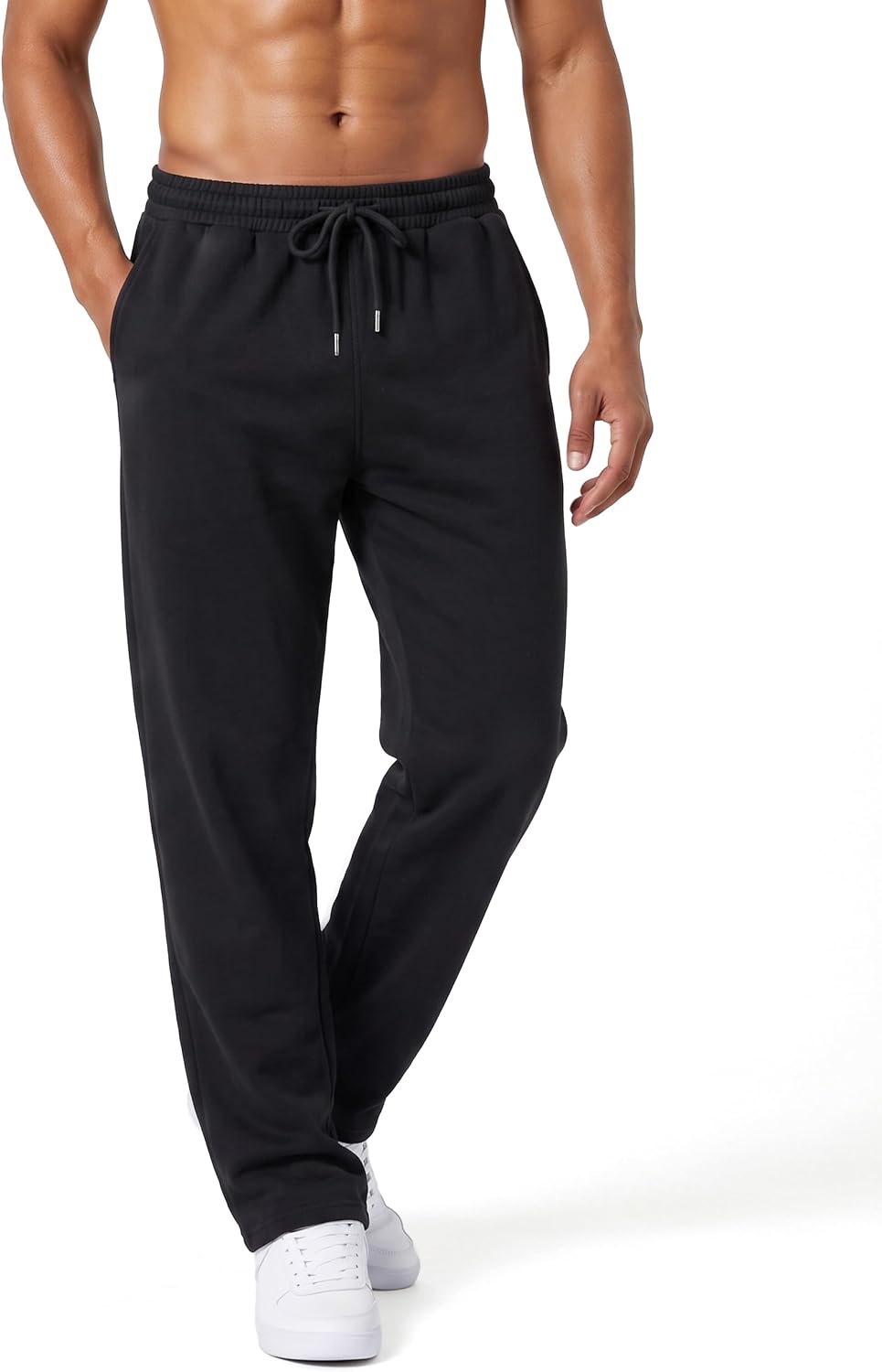 TANTOMI Men's Sweatpants with 2 Pockets, Athletic Workout Joggers Running Sweatpants Track Pants Lounge Pants Black, S-3XL