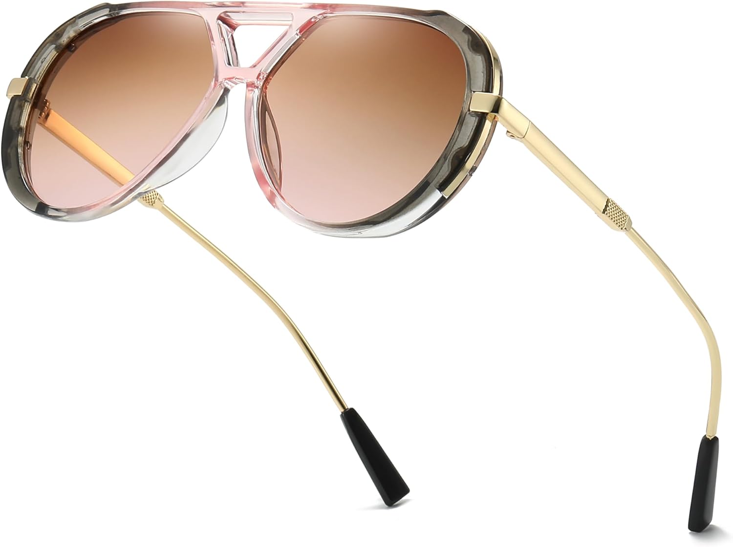 IGnaef Retro Round Aviator Sunglasses for Women Men - No Tangle Oversized Shades UV400 Protection IF6152