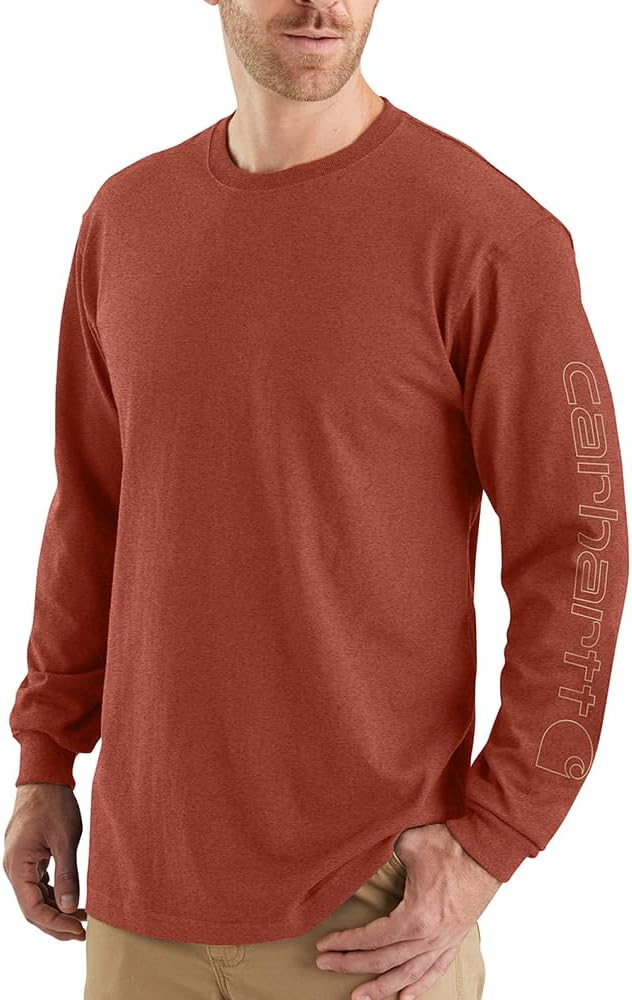 Carhartt Men's Loose Fit Heavyweight Long-sleeve Logo Sleeve Graphic T-shirt