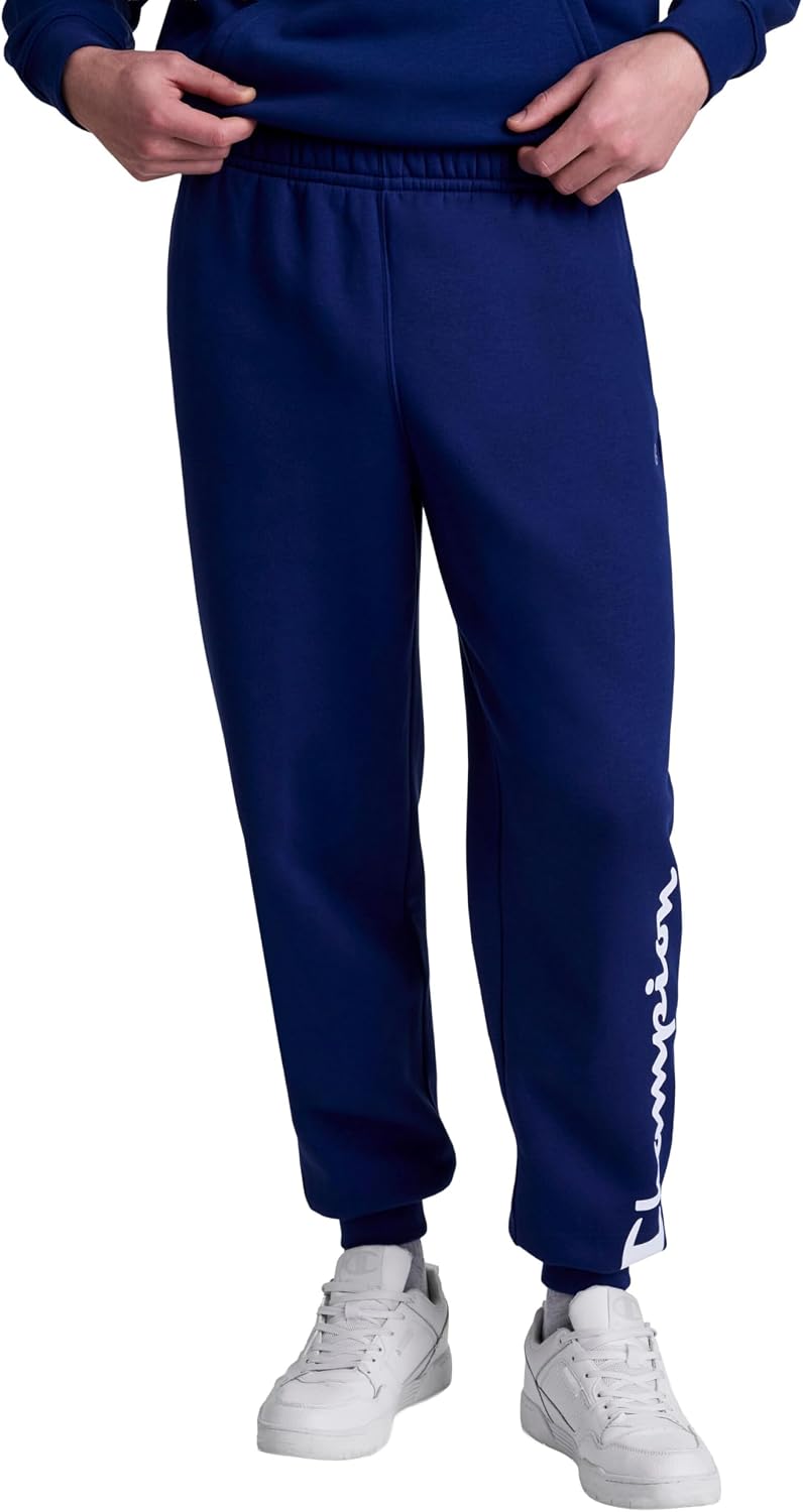 Champion Men's Graphic Fleece Joggers Sweatpants, Standard Fit, Midweight Fleece, Classic Script Logo