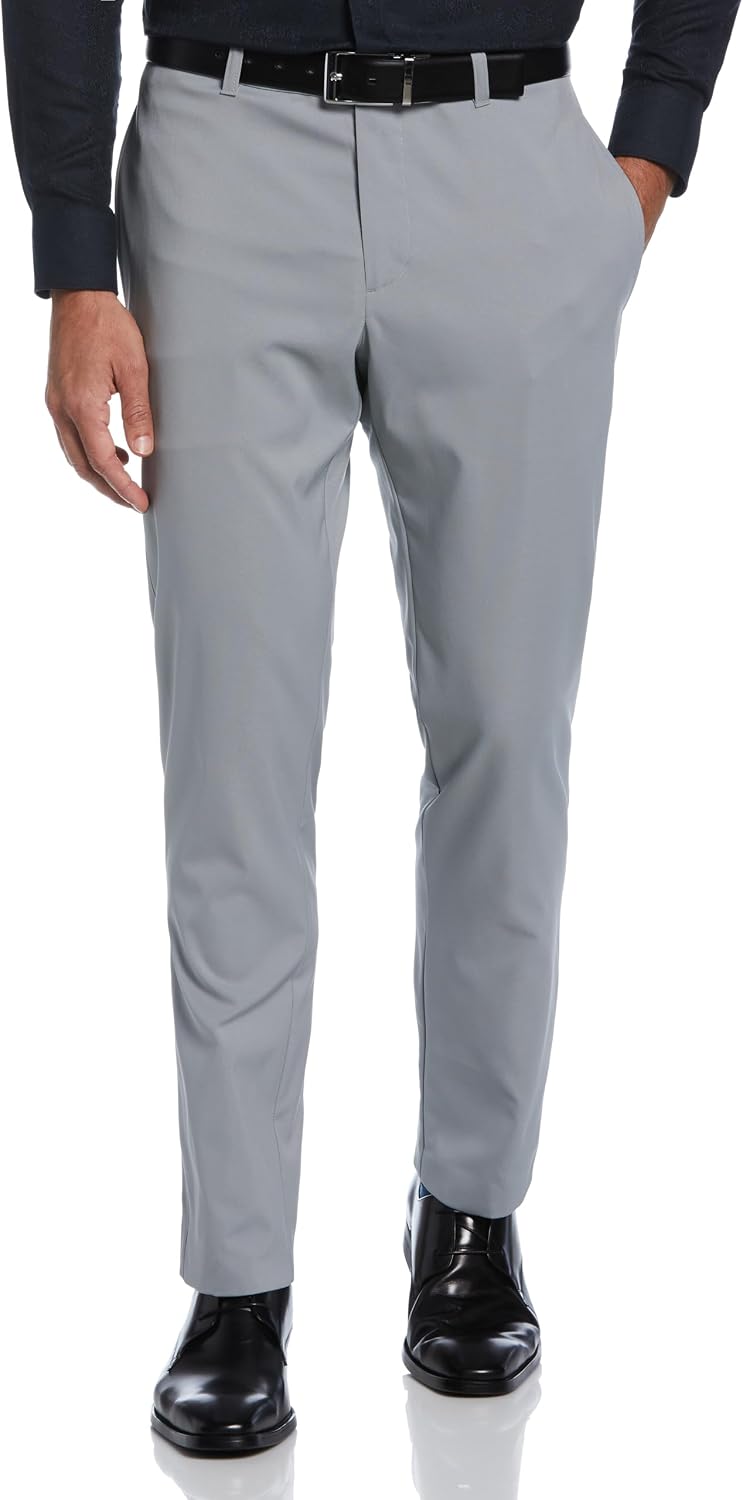 Perry Ellis Portfolio Slim Fit Men's Dress Pants, Flat Front, Stretch Fabric, Soft and Durable Slacks for Men