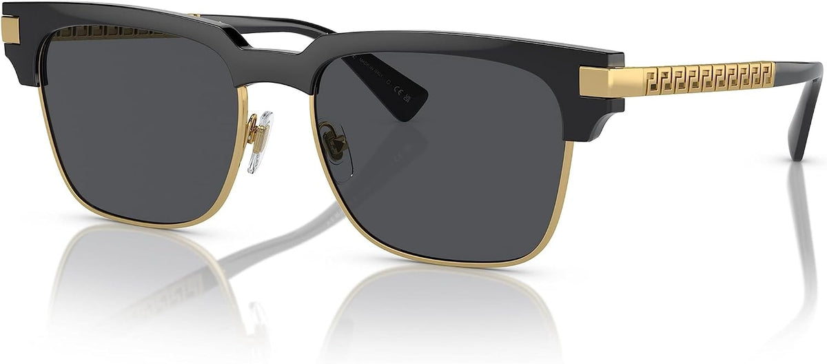 Versace VE4447 GB1/87 Sunglasses Black/Dark Grey Square Shape 55mm