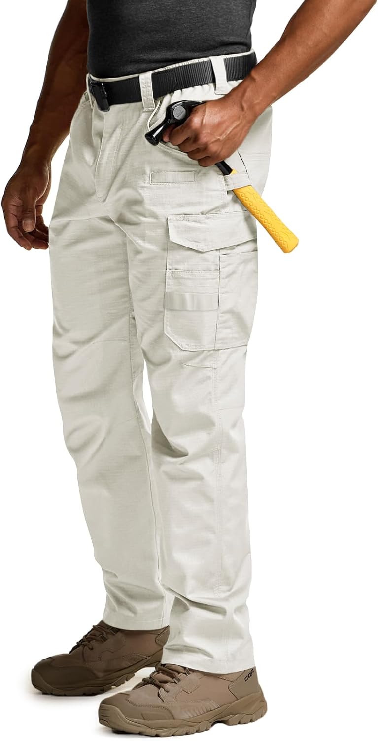 CQR Men's Quick Dry Work Pants, Water Resistant Outdoor Tactical Pants, Lightweight Stretch Cargo Hiking Pants