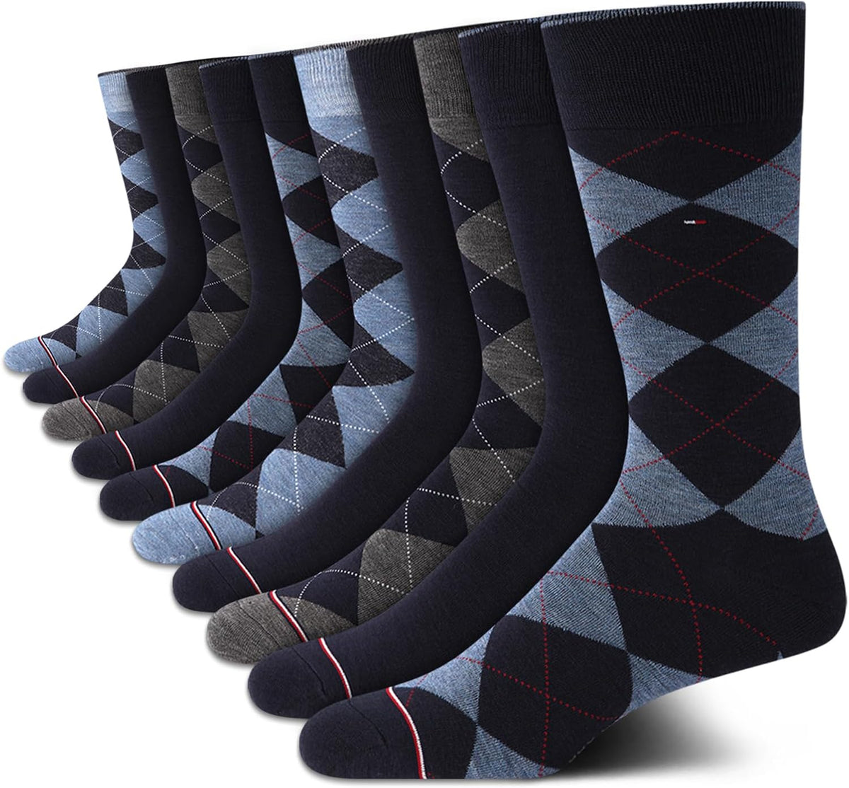 Tommy Hilfiger Mens 10 Pack Lightweight Everyday Dress Crew Socks